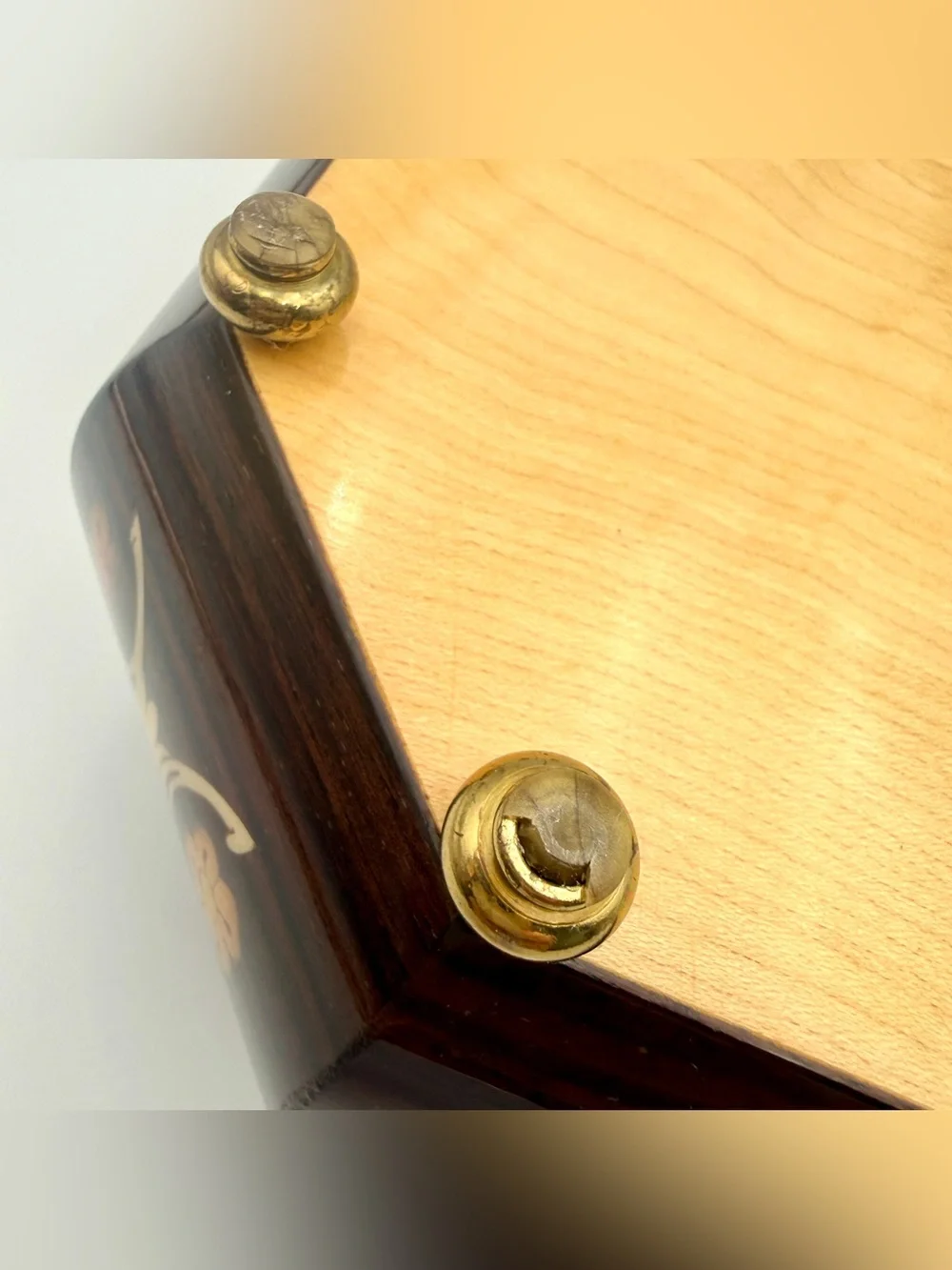 VTG Italian Inlaid Wood Jewelry Music Box Reuge Swiss Movement Double Layer 14”
